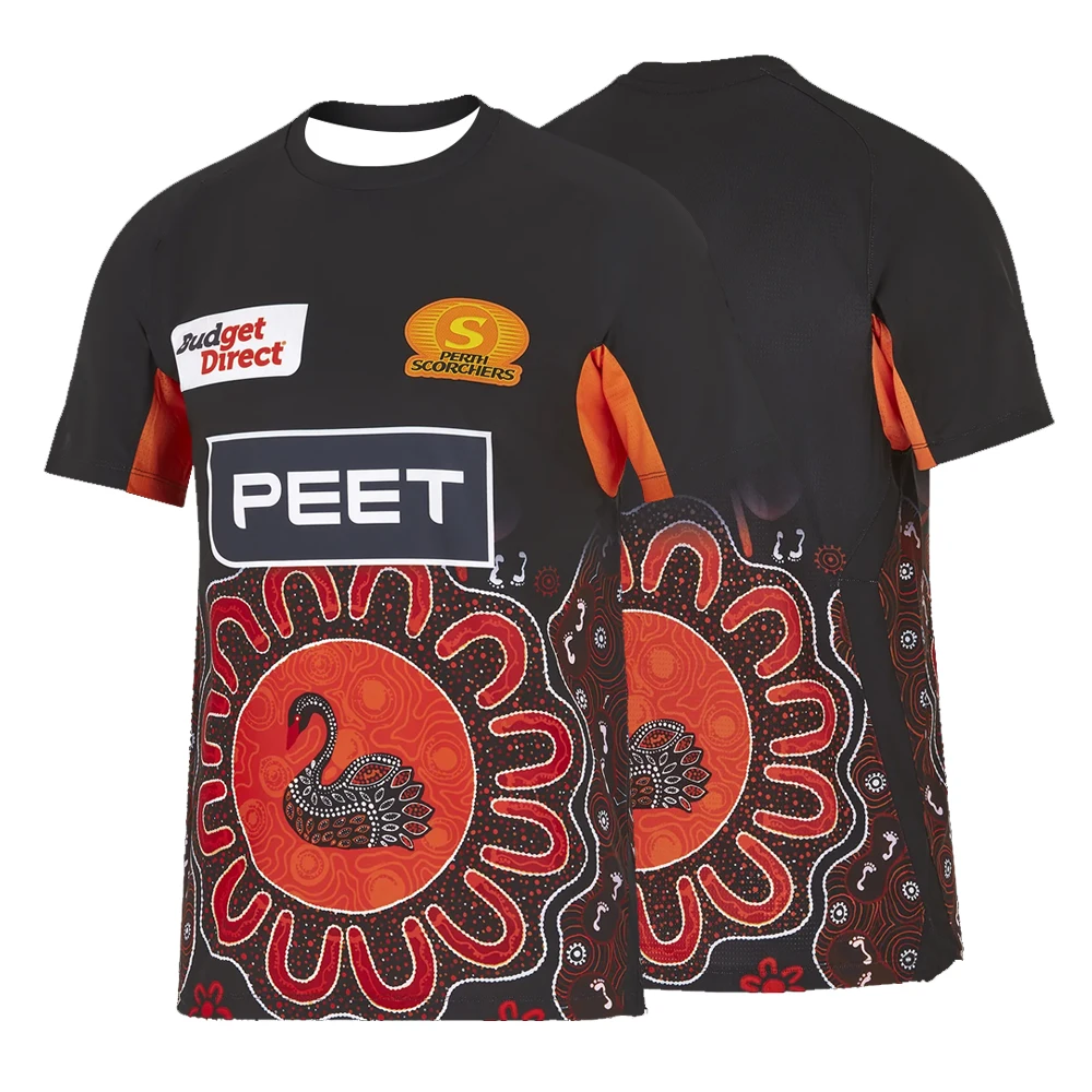 

Perth Scorchers 2025 Mens Womens Indigenous BBL Jersey Limited Edition T-Shirt Youth Kids The Ashes Cricket Training Tee Tops