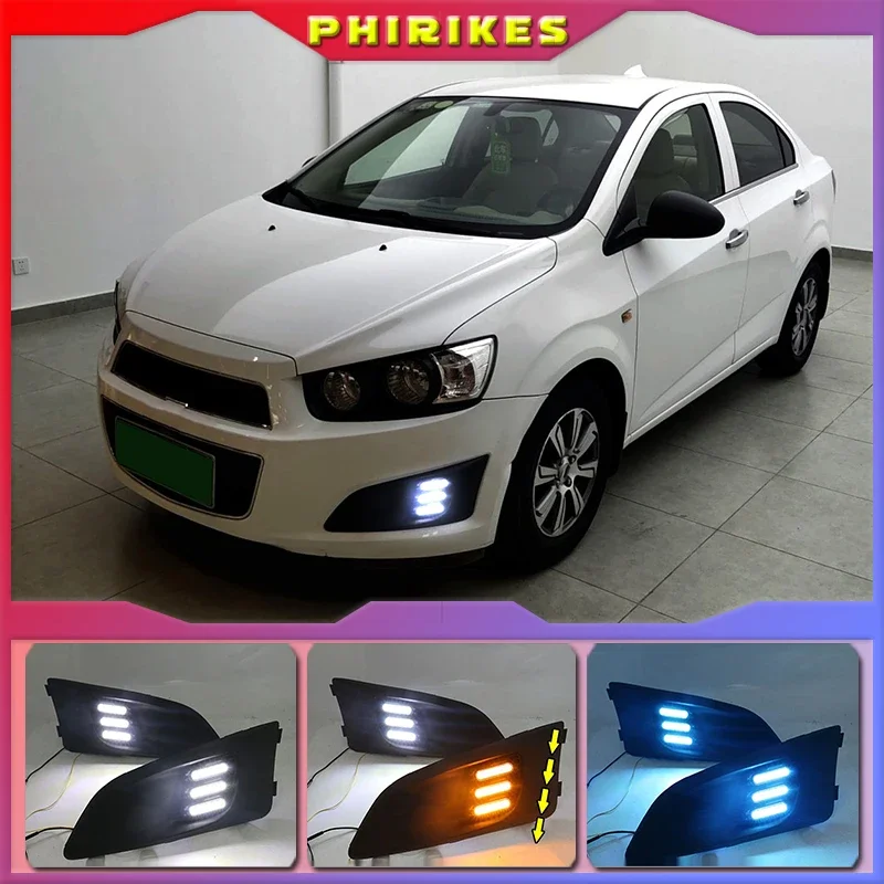 1 Set Car LED DRL Light Daytime Running Light Daylight With Turn Signal Lamp For Chevrolet Chevy AVEO Sonic 2011 2012 2013