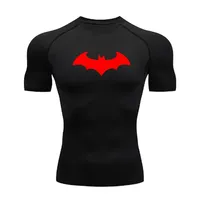 Bat Pattern Printed Tight Compression Shirt Gym Men's Fitness Running T-shirt Casual Breathable Quick-drying Short-sleeved S-3XL