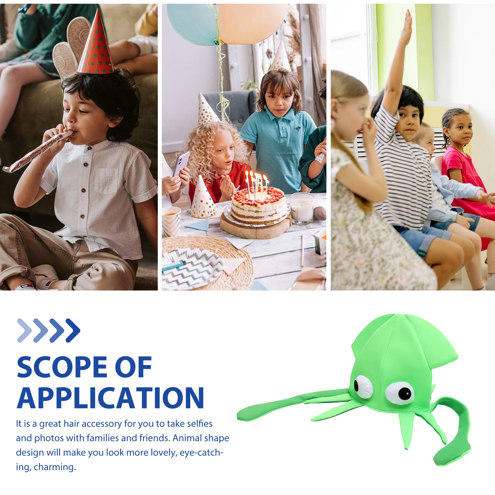 Cappello da cartone animato per feste Design di polpo Copricapo di animali carino Leggero morbido da indossare per decorazioni per feste di ballo in spiaggia