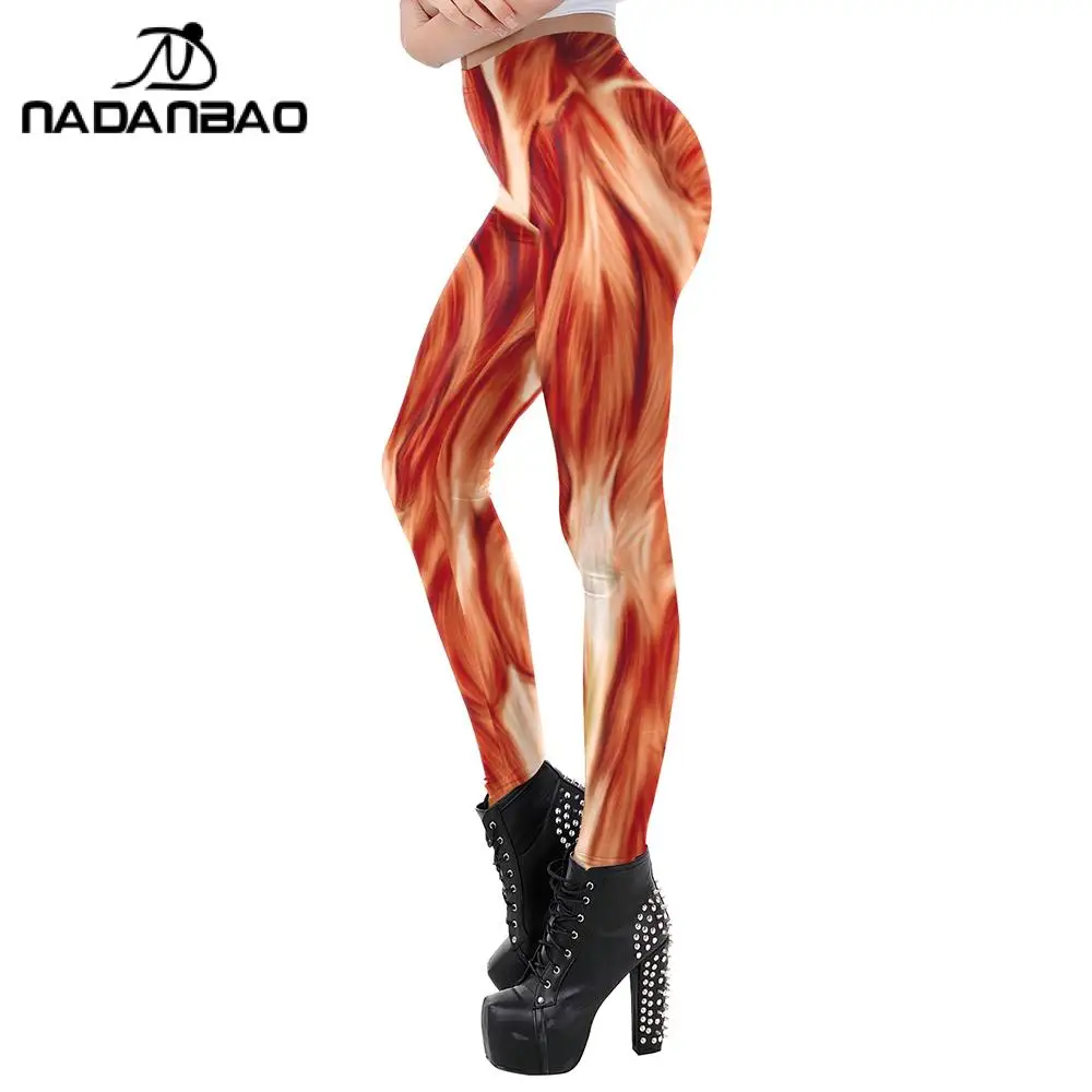 NADABBAO Funny Muscle Leggings Women Fitness Pants Carnival Party Clothing Workout Leggins Slim Sexy Legins Halloween