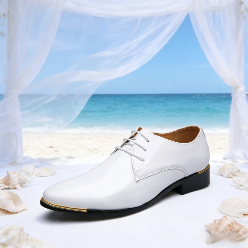 

Мужская повседневная обувь из лакированной кожи с острым носком, модные дышащие мужские модельные туфли-оксфорды для свадебной вечеринки, большие размеры 38-48