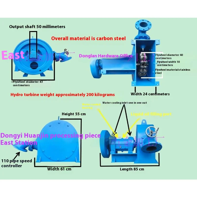 10KW-50KW Hydroelectric Generator High Efficiency Pelton Turbine