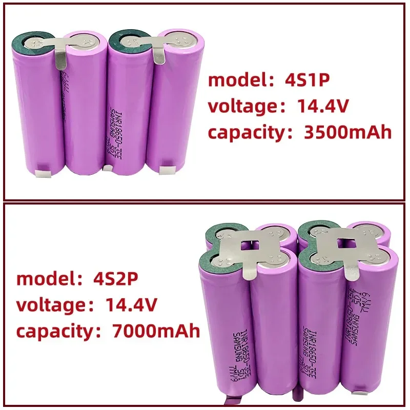 3S1P 3S2P 4S2P 4S1P 5S1P 5S2P 6S1P 8.4V 3.7V 10.8V 16.8V 18V 35E battery pack 18650 3500mAh battery for 18V screwdriver battery