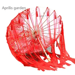 Star Oil Paper Waterproof Beach Umbrella Fan Chinese Dance Performance Lace Umbrella Classical Hanfu Fairy Parasol Paraguas