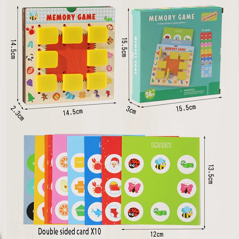 Montessori Memory Board Game Kid Creatief speelgoed Patroon Matching Logice Denken Hersenen Intellectuele uitdagingsspel Educatief speelgoed