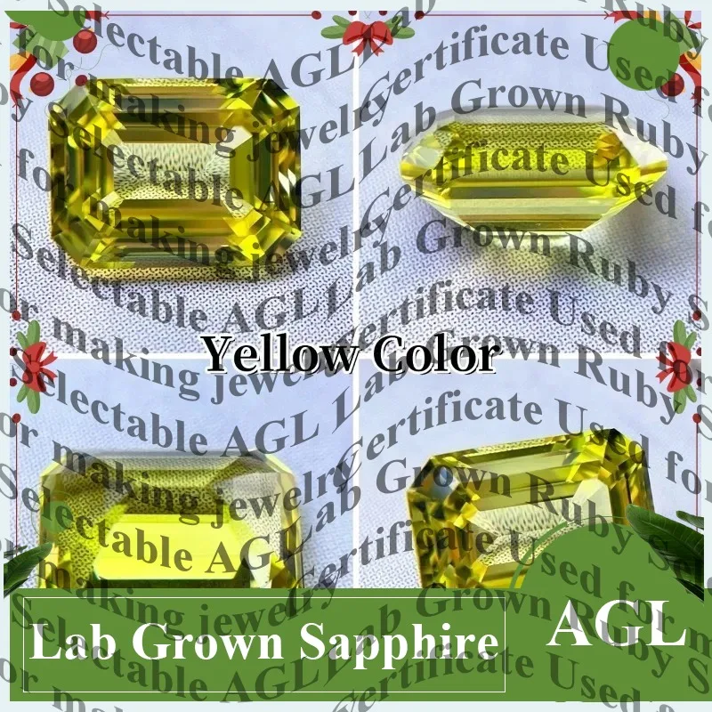 

Lab Grown Sapphire Emerald Cut Loose Gemstone for Jewelry Making Craft AGL Certified Synthetic Sapphire Lab Created Sapphire
