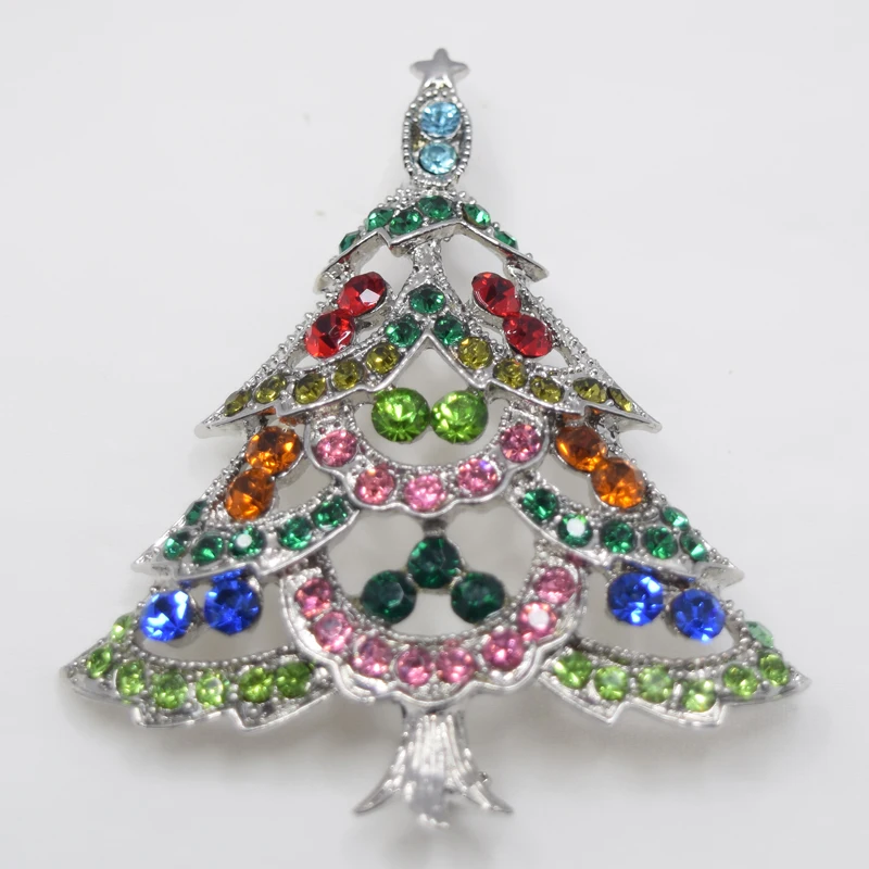 

12 шт./лот, оптовая продажа, стразы, рождественская елка, броши-булавки, рождественские украшения, подарок C101666