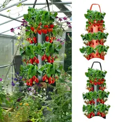 Macetero de tomate al revés, bolsa de cultivo colgante de fieltro multifunción, macetero al revés, bolsas de cultivo de flores y verduras de fresa