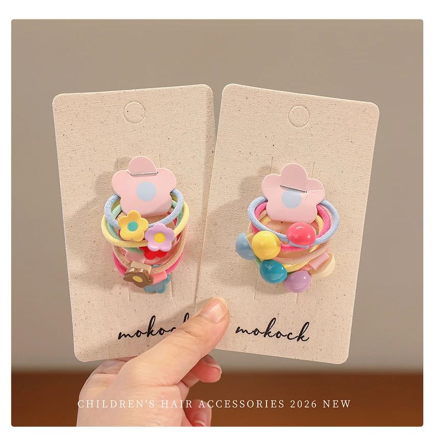 Niedliche Cartoon-Haargummis für Babys, Hochelastisch, Schonend für das Haar, Kleinkinder-Haargummis, Bunte Blumen- und Bonbon-Designs, Haaraccessoires für Mädchen – Detail 4