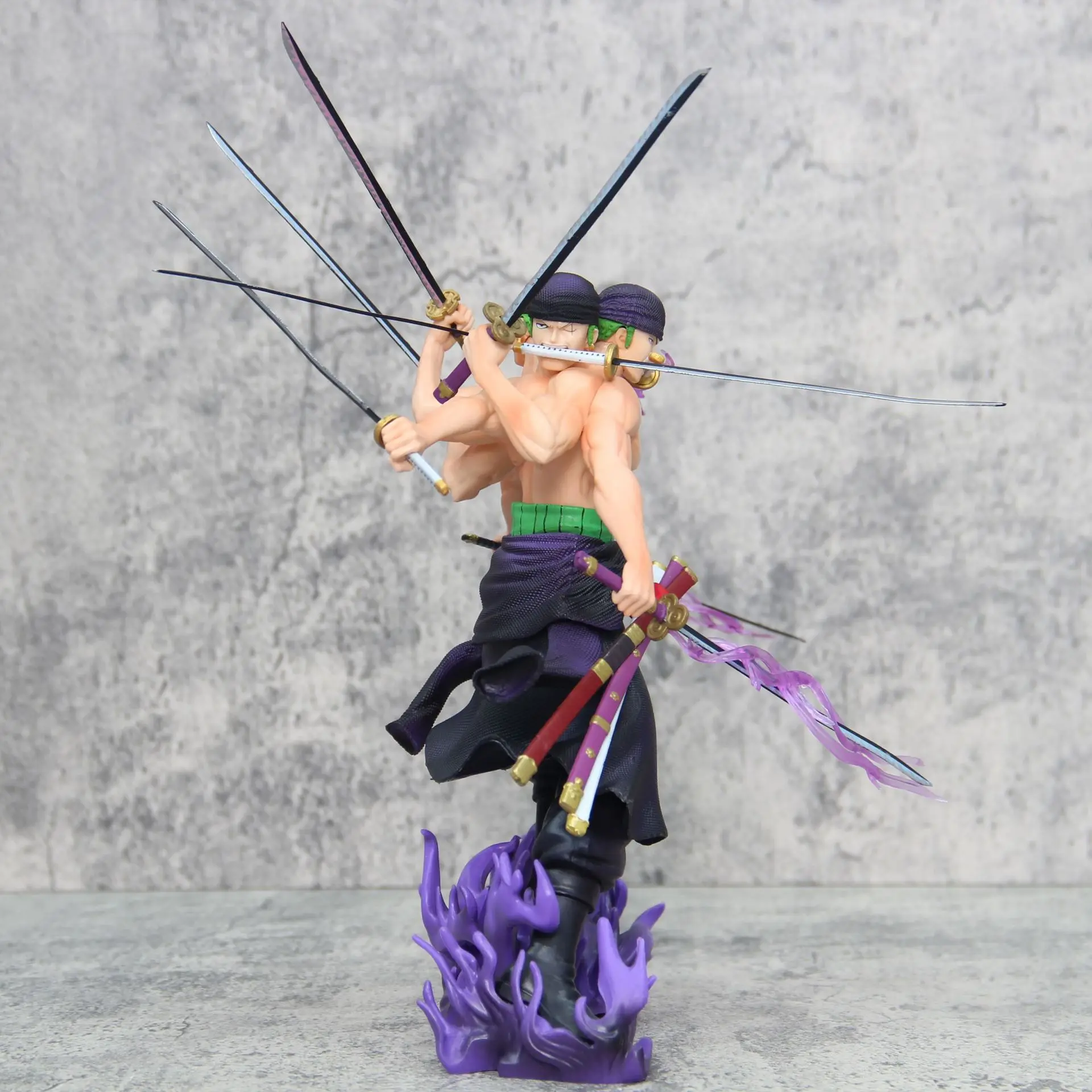 30cm One Piece Roronoa Zoro Nine Knife Flow Anime Figure Model Statue Boys Collection Desktop Doll Decoration Ornament Toy Gift