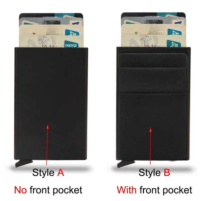 Rfid Smart Wallet Kartenhalter Metall Dünn Schlank Männer Frauen Geldbörsen Pop Up Minimalistische Geldbörse Kleine Schwarze Geldbörse Vallet Walets für Männer – Detail 1