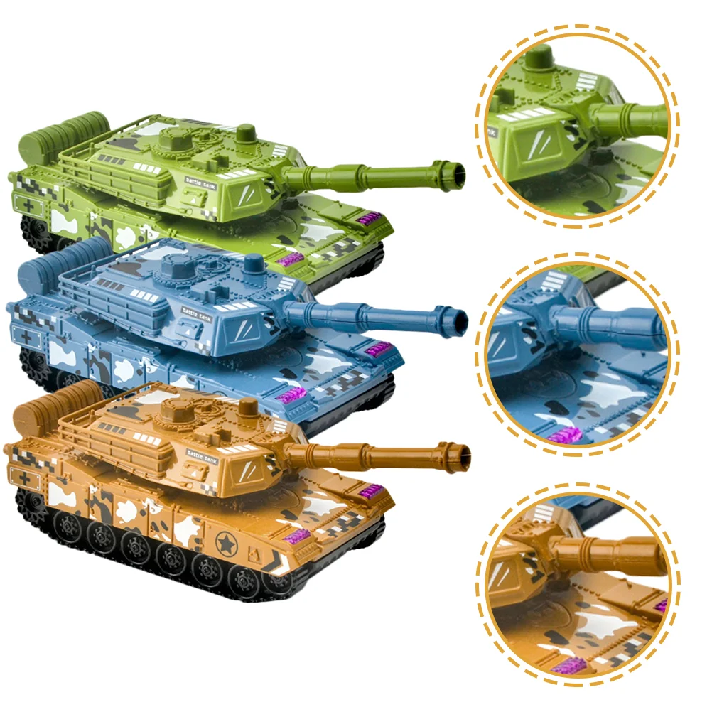 

3 Pcs Model Tank Toy Car Child Childrens Toys Kidcraft Playset Plastic Retro Figures