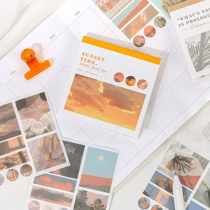 40sheets Retro Paper Sticker Book Diy Diary Planner Decoration Oil Painting Scenery Sticker Album Scrapbooking Kawaii Stationery