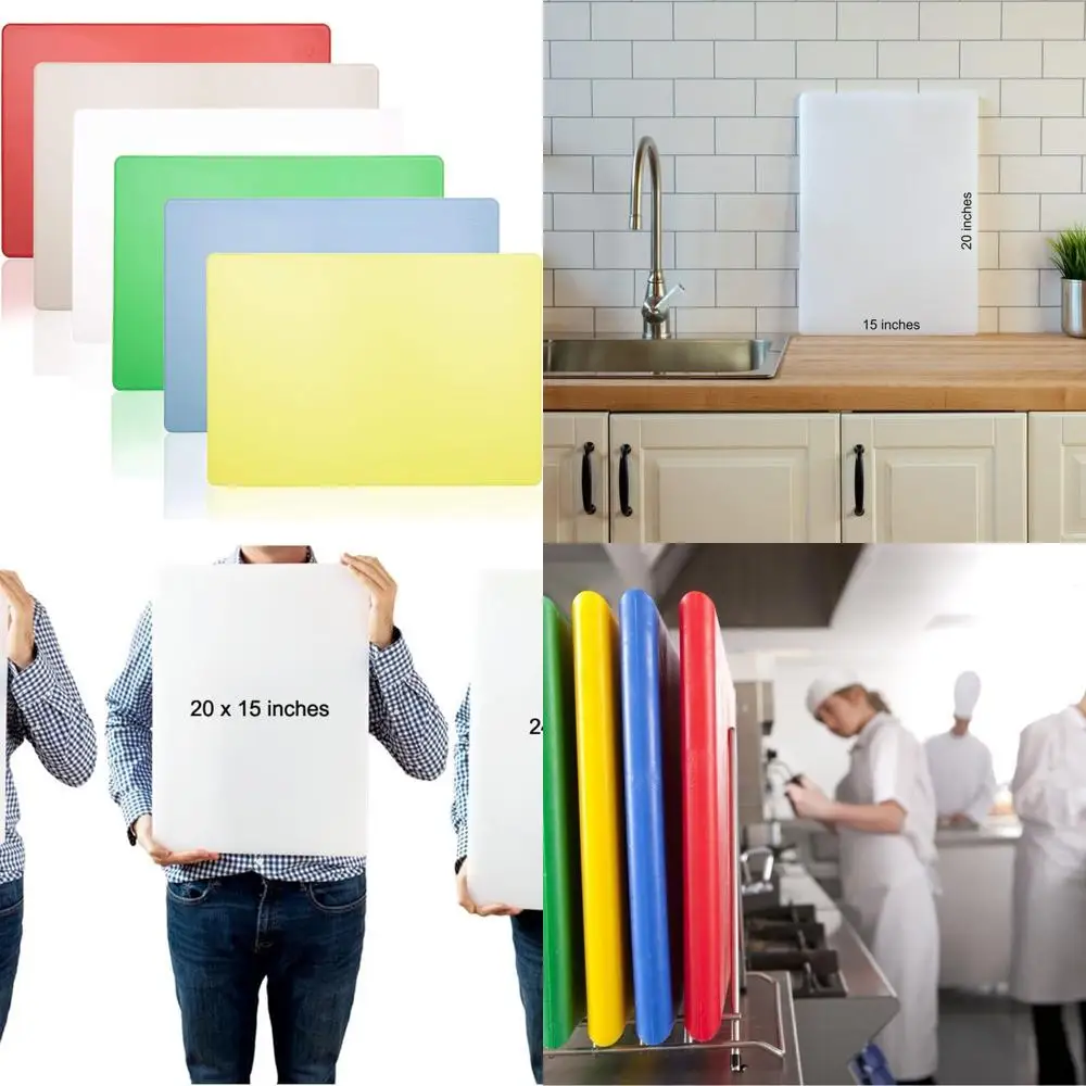 

6-Piece Multi-Color Cutting Board Set - 20 x 15 x 0.5 HACCP Approved for Food Safety and Cross Contamination Prevention