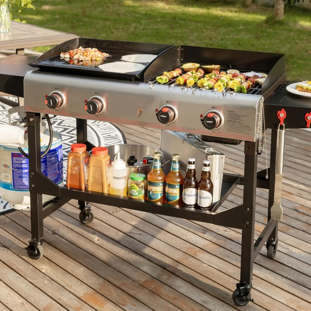 

BBQ Grills,Portable propane gas grill with 4 burners, equipped with folding legs, suitable for camping,BBQ Grills.