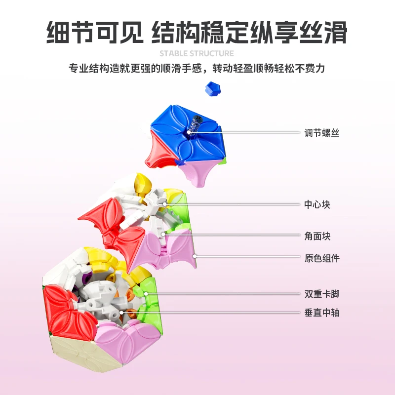 SengSou Blossoms Megaminx Kubus Kecepatan ShengShou Mainan Puzzle Kubus Ajaib Profesional Tanpa Stiker Hadiah Anak-anak