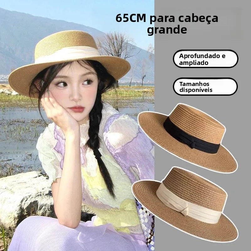 chapeu-de-palha-ande-com-topo-plano-para-mulheres-chapeu-de-praia-de-verao-chapeu-de-praia-ande-com-protecao-solar-bon