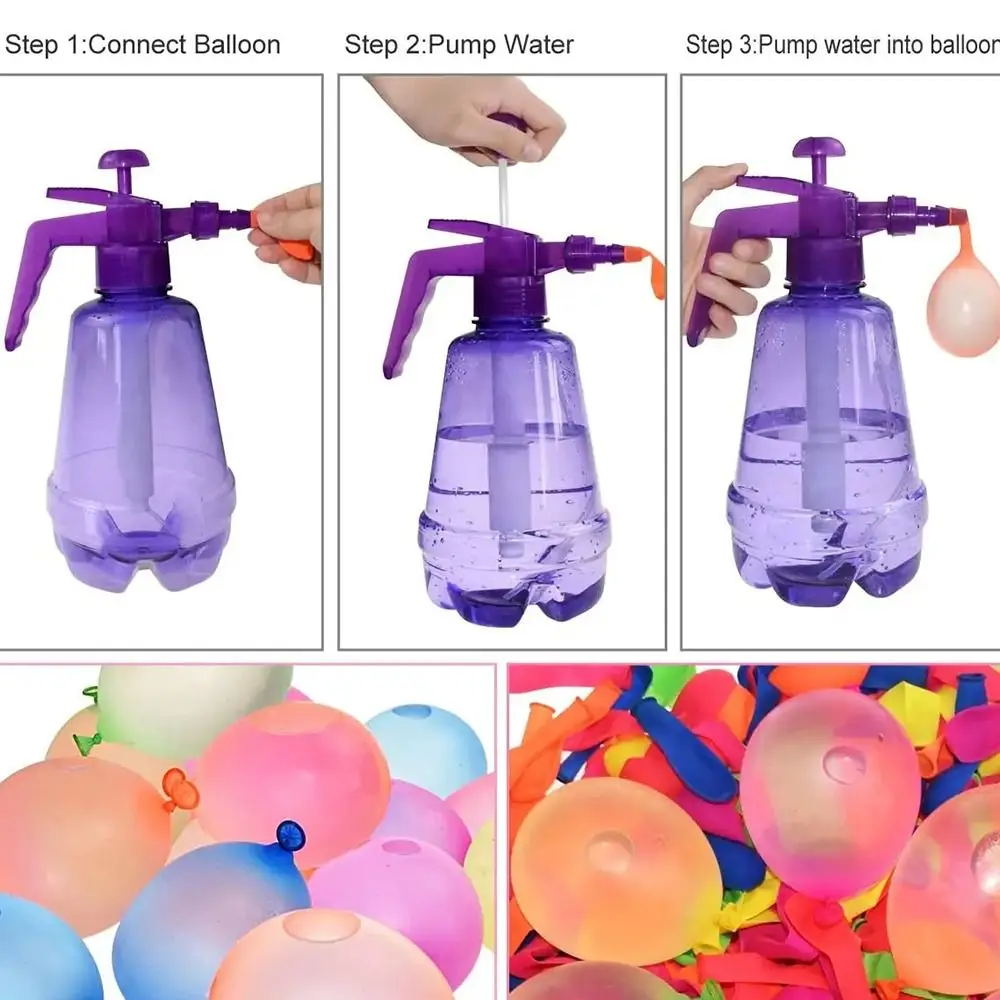 Pompa per palloncini portatile con bomba ad aria e acqua con palloncini per palloncini giocattolo da esterno per feste per bambini (pompa e palloncini Colore casuale