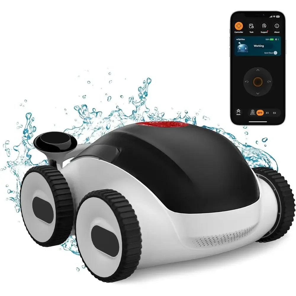 

Enhanced Cordless Robotic Pool Cleaner, 240-Minute Operation, App-Controlled, Dual-Filter System for Pools Up to 1,076 Sq. Ft.