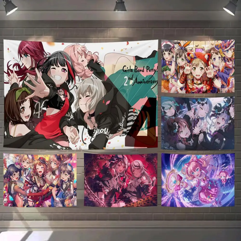 B-BanG Dream It's My GO Tapestry Custom Living Bedroom Party Dormitory Interior Wall Bohemian Decoration Attached Clip