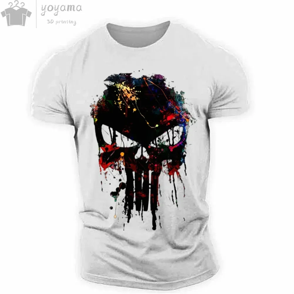 

Men's 3D Patriotic Military Skull Printed T-shirt, Summer Casual Sports Comfortable Breathable Short Sleeved Shirt 2024