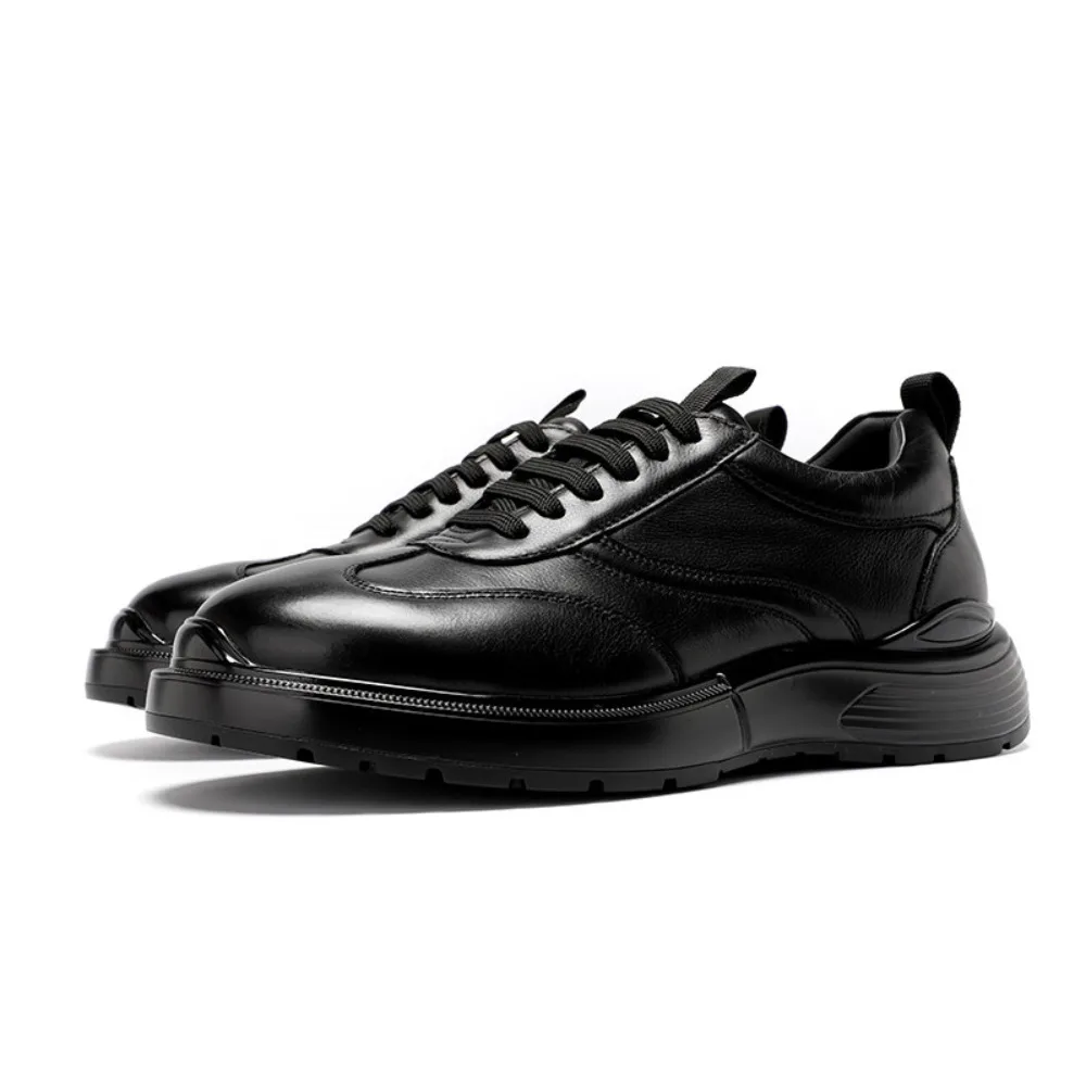 Genuine Full Cowhide Leather Casual Shoes for Men Trendy Versatile Soft Soled Fashion Sports Sneakers Pure Leather Male
