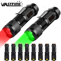 Mini LED Flashlight Green/Red Zoomable Tactical Torch Lamp Hunting Portable Torch Flash light Adjustable Flashlight for Hiking