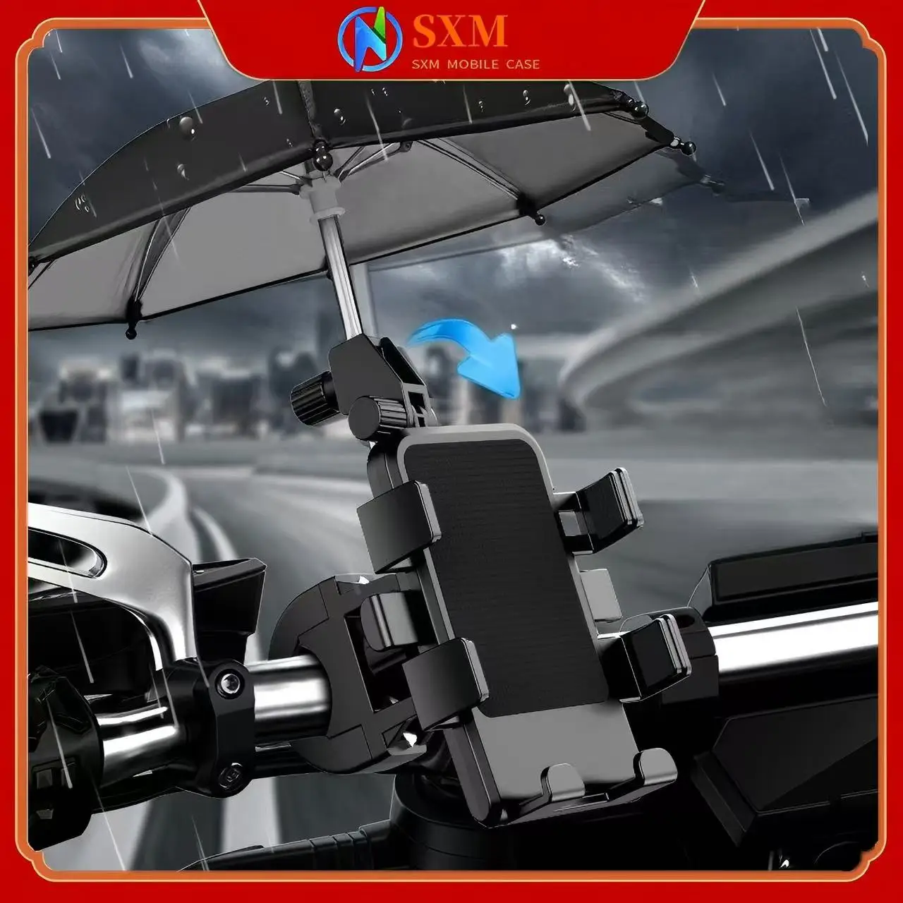 

Electric car navigation mobile phone holder wholesale aluminum alloy motorcycle bicycle takeaway holder with umbrella anti-shake