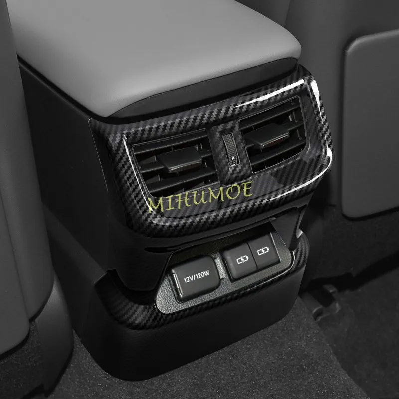 لكزس ES ES250 ES300h ES350 2019-2025 ألياف الكربون مسند ذراع السيارة صندوق خلفي تكييف الهواء تنفيس المخرج غطاء الكسوة الملحقات #2