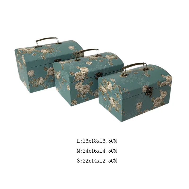 

3 Pcs/Set Pirate Treasure Chest Shape Gift Paper Box Metal Portable Snap Look Packing Cardboard KidsToy Storage Mysterious Box