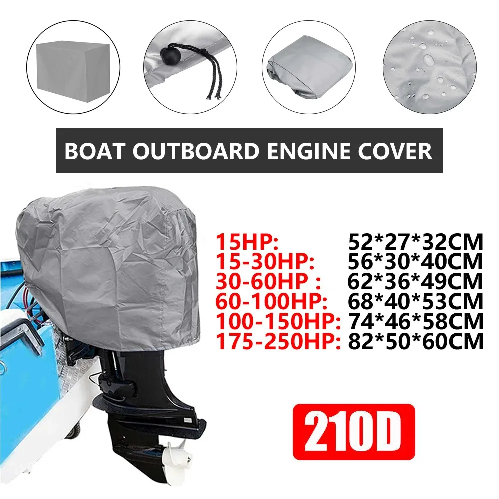 

NEW 210D 15-250HP Waterproof Yacht Half Outboard Motor Engine Boat Cover Anti UV Dustproof Cover Marine Engine Protector Cover