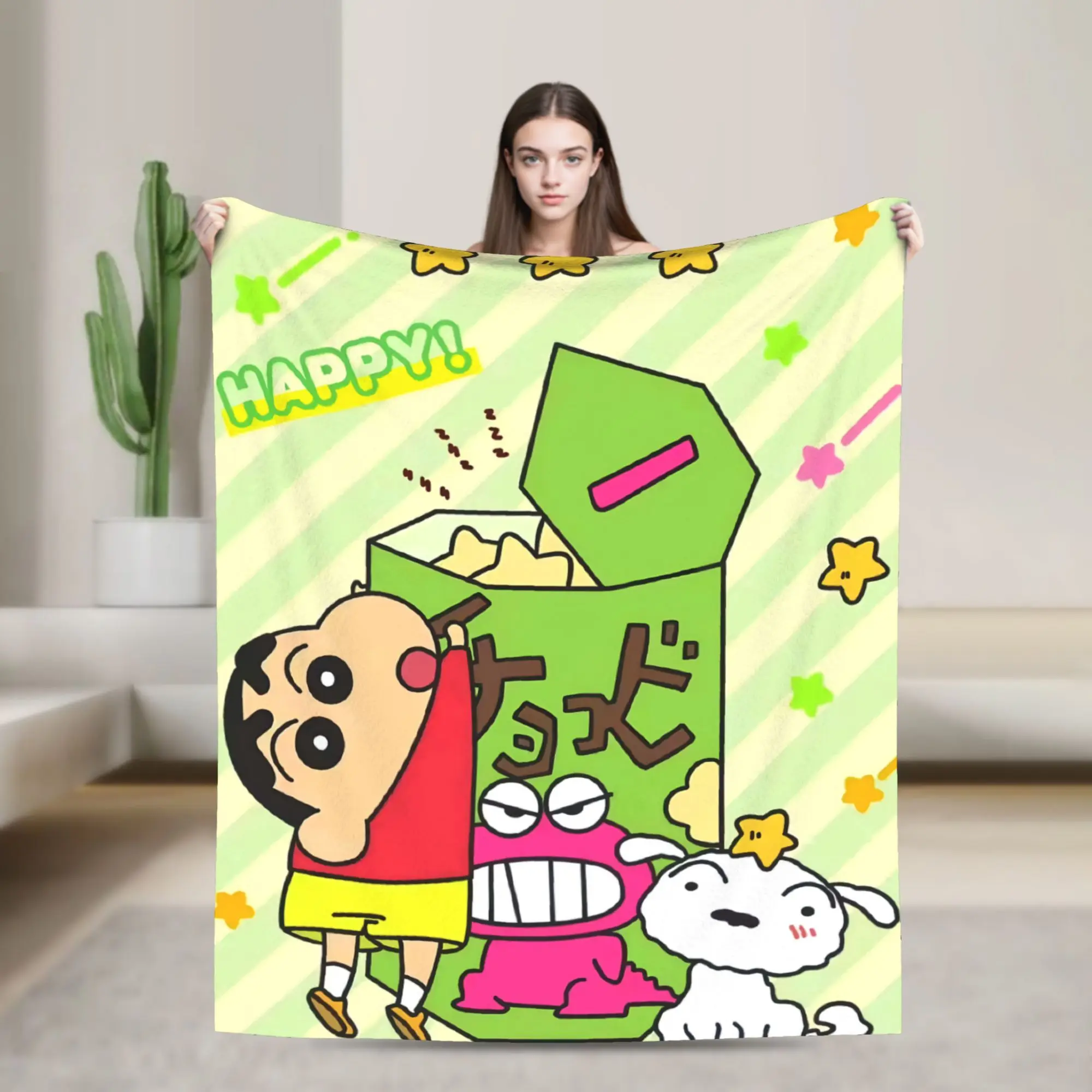 Crayons Shin Chans Shiro Japanese Anime Kawaii Blankets Coral Fleece Plush Soft Throw Blanket for Bedding Couch Plush Thin Quilt
