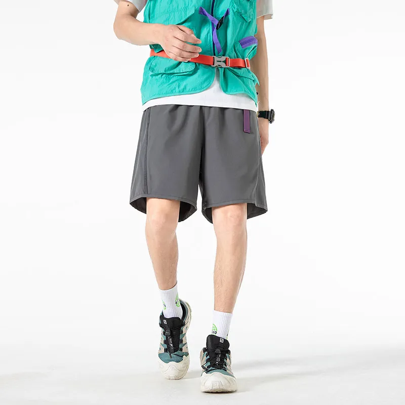 

Мужские летние модные однотонные пляжные шорты, повседневные свободные шорты пять четвертей, быстросохнущие дышащие легкие уличные шорты