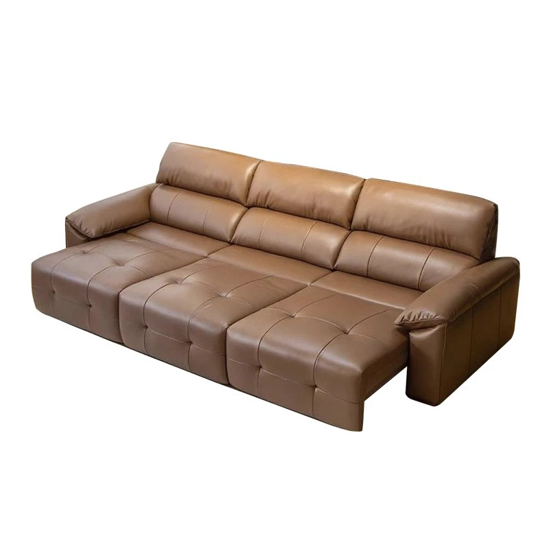 Minimalist elephant ear electric sofa bed antique leather sofa retractable