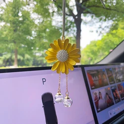 Cute Little Daisy Car Interior Decoration Gypsum Expansion Fragrance Flower Auto Rearview Mirror Pendant For Car Accessories