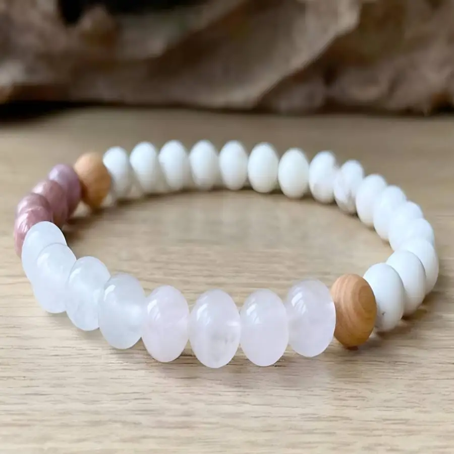 

Fertility Bracelet Moonstone Rose Quartz Feminine Energy Love Bracelet Nirvana Chakra Stone Bodhi Jewelry Men's Chaplet elastic