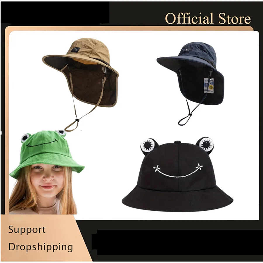 2025 New Frog Bucket Hats Women Bucket Hat Women Summer Outdoor Sun Fishing Cap Cotton Wild Panama Hats Sunscreen Bob Caps