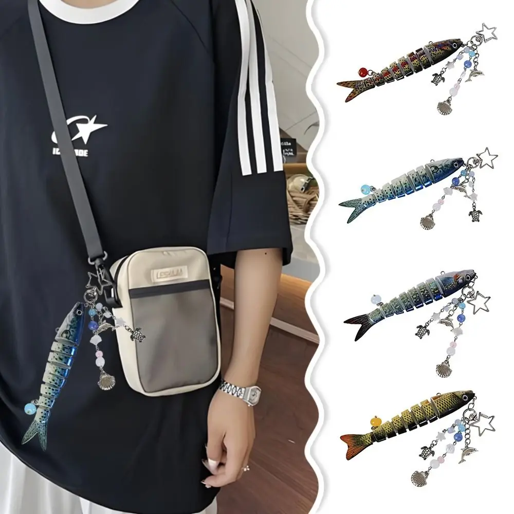 

New Plastic Fish Keychain Multi Jointed Simulation Fish Bait Keychain Backpack Pendant Gifts