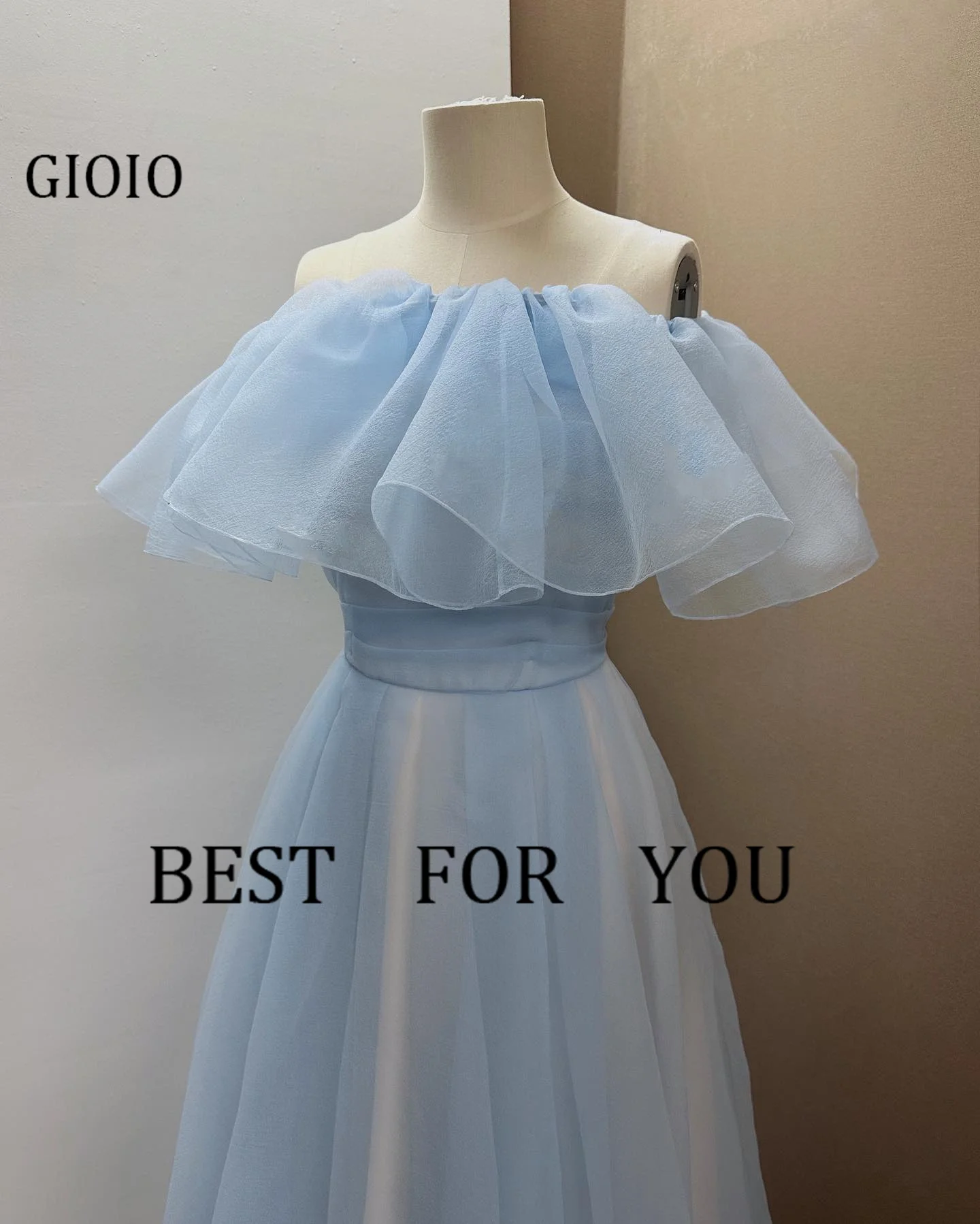 GIOIO-Vestidos de Noche formales de lujo con hombros descubiertos para mujer, vestidos de fiesta de manga corta plisados, elegantes