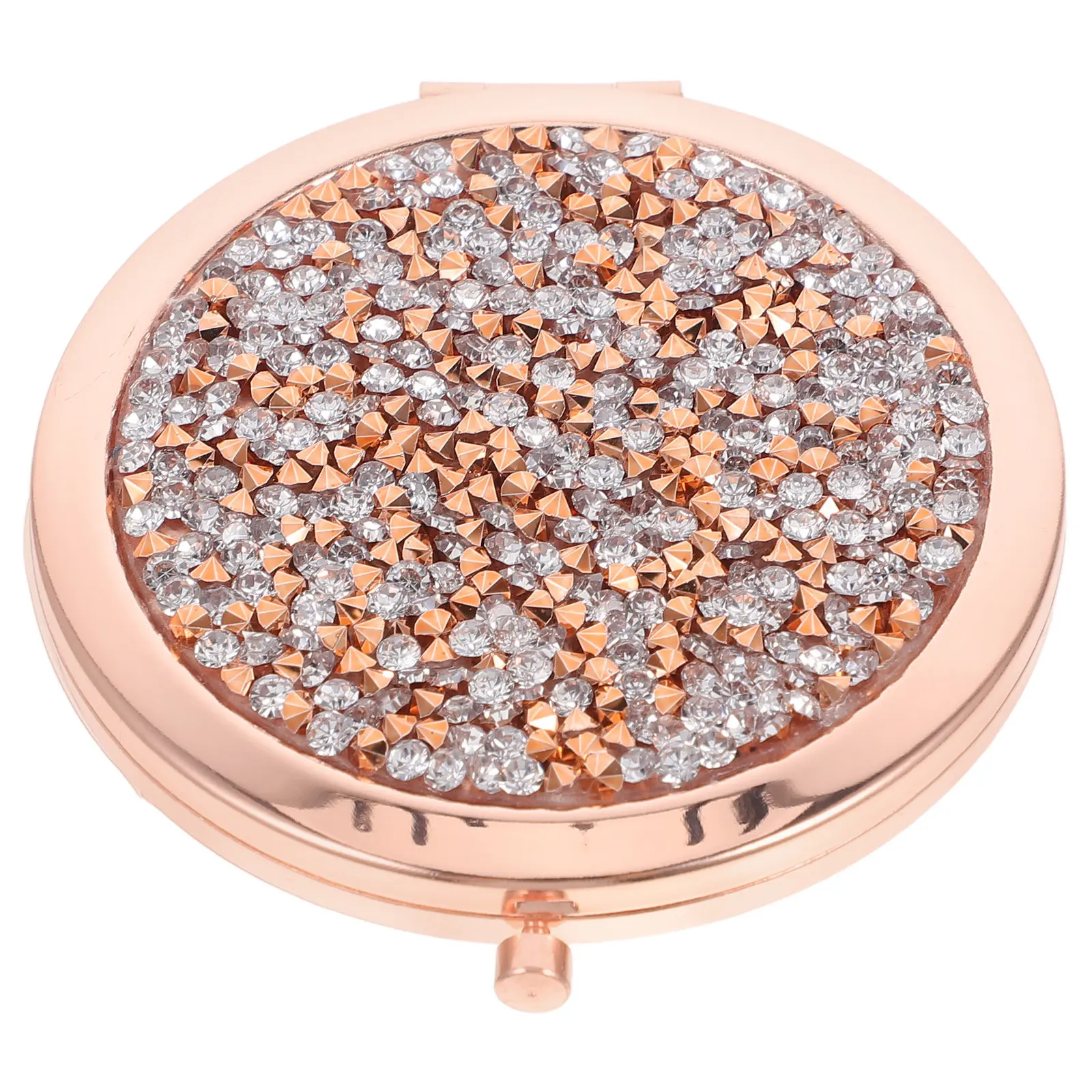 

Rose Gold Mini Makeup Mirror Compact Foldable Double-Sided Round Rhinestone Portable Travel Pocket Mirror Compact Mirrors Bulk