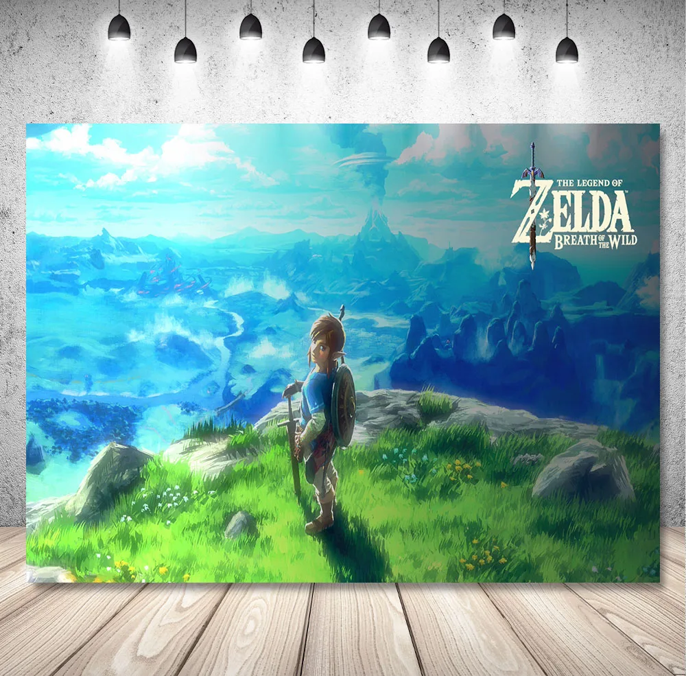 DIXSG Adventure Video Game Banner Background Zelda Boys Birthday 3D Game Baby Shower Photography Grassland Photo Studio Props