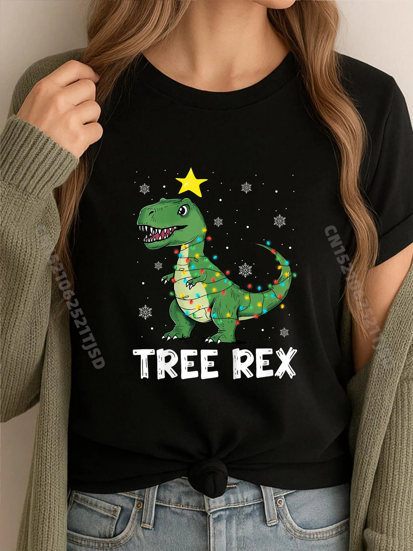 

Детская роскошная футболка с изображением динозавра Trex Xmas Cute Tree Rex для малышей, мужские рубашки для женщин с принтом