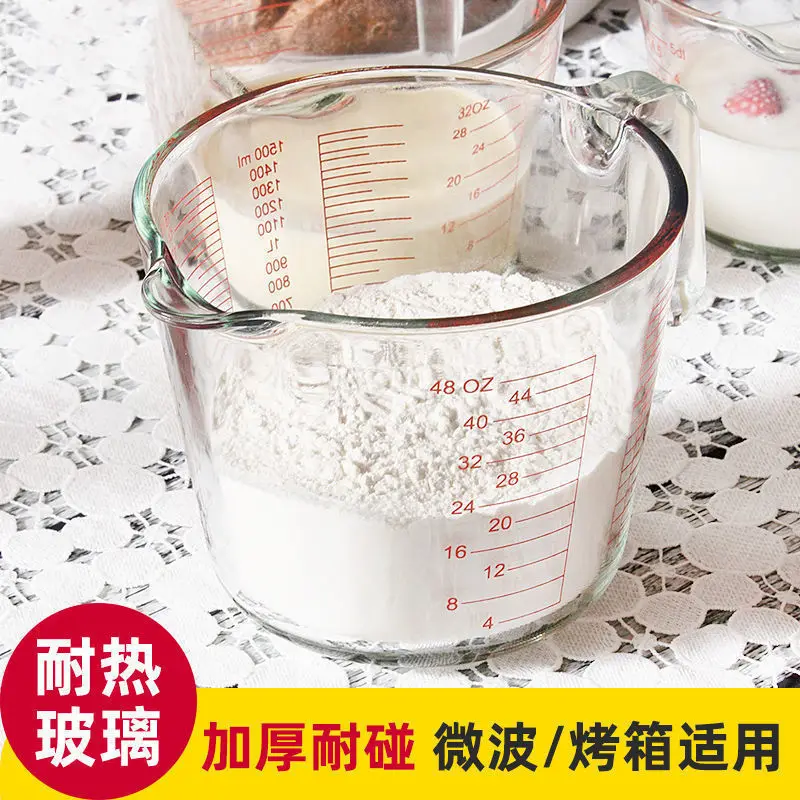 Japanese-Style Kitchen Baking Glass Measuring Cup 1000ml Household Thickened Measuring Cup Large Capacity Scaled Cup High Temper