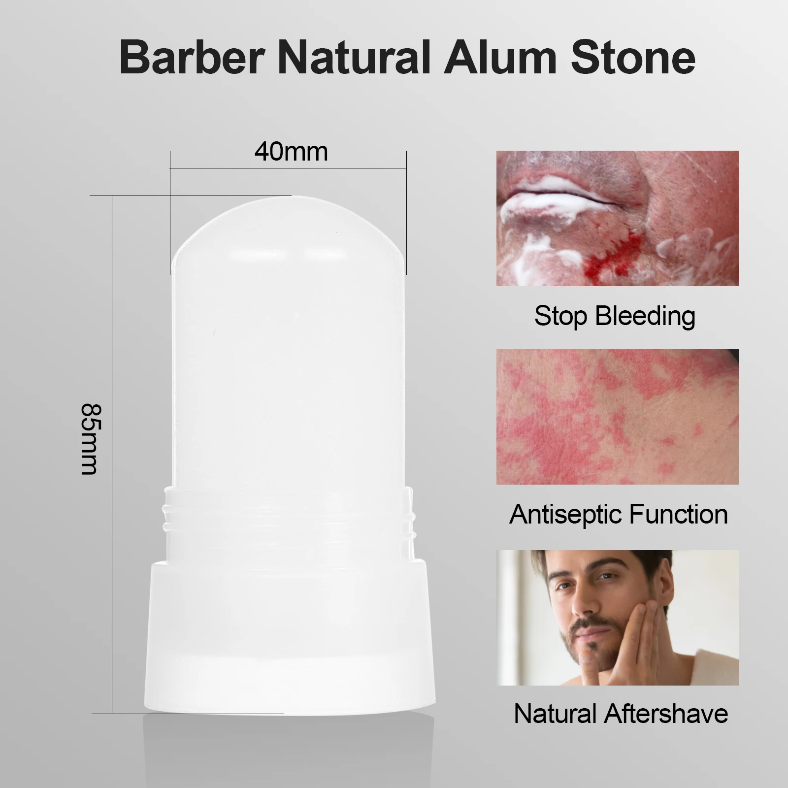 Alum Stone 100% Natural Odourless After Shave Deodorant Alternative Soothes the Skin After Shaving Barber Stop Bleeding Item