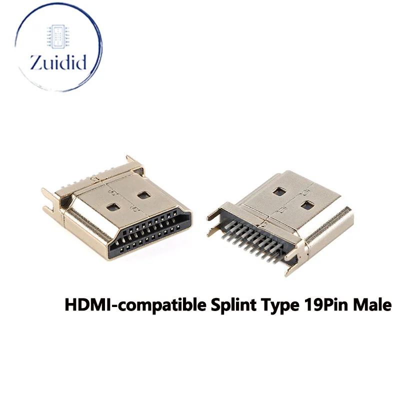 10pcs/1pc HDMI-compatible Male Type A Connector 19PIN 19P Splint Type Jack/Plug Socket for Display Port HD Interface Gold-Plated