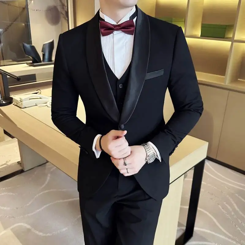 Plus Size 6XL 5XL Men Formal Business Suit 3 Set Pieces Classic Slim Fit Business Suits Sets Autumn Men Wedding Party Tuxedo