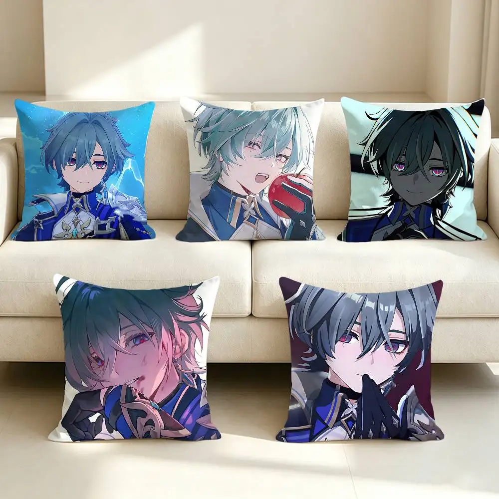 Cunning Hare L-Lohen Genshin  Square Sofa Pillow Cover Solid Color Living Room Home Decor Cushion Case