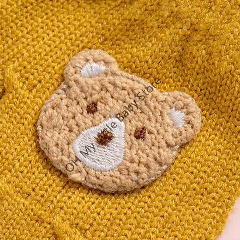 M76C الكرتون الدب الكروشيه سميكة القفاز الطفل القفازات للأطفال طفل صبي فتاة الأطفال طفل الشتاء الدافئة قفازات محبوكة