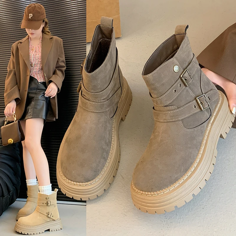 

Fleece-lined boots, outdoor warm snow boots, stylish ankle boots, Y722